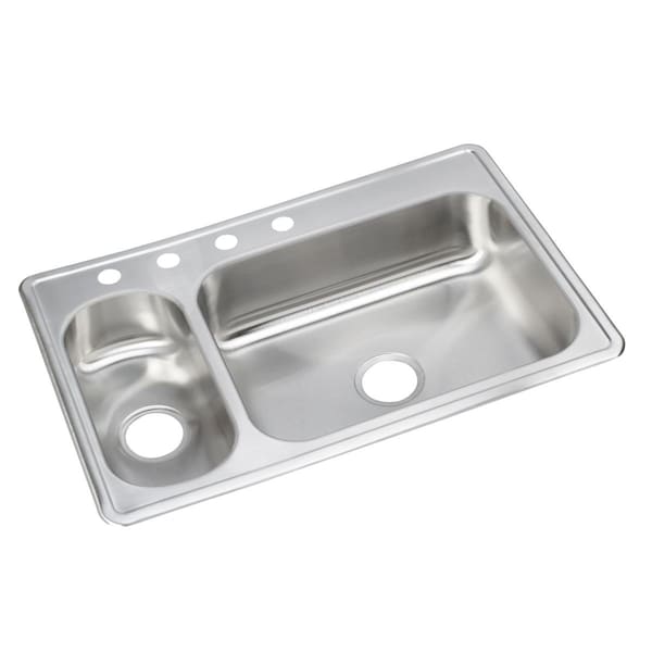 Dayton Stainless Steel 33 X 22 X 6-1/2 30/70 Double Bowl Top Mount Sink